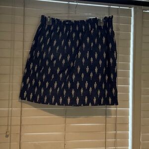 J. Crew Dark Blue Mini Skirt with White Pattern